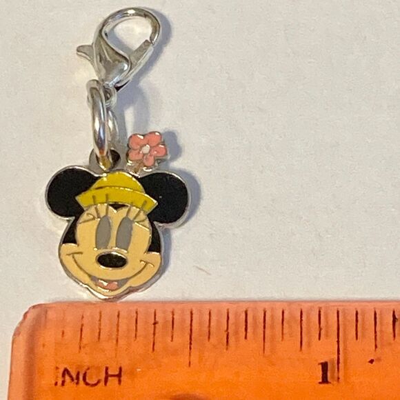 Vintage Disney Happy Minnie Mouse Flower Clip On Charm Zipper Pull Bag Purse - Picture 6 of 7